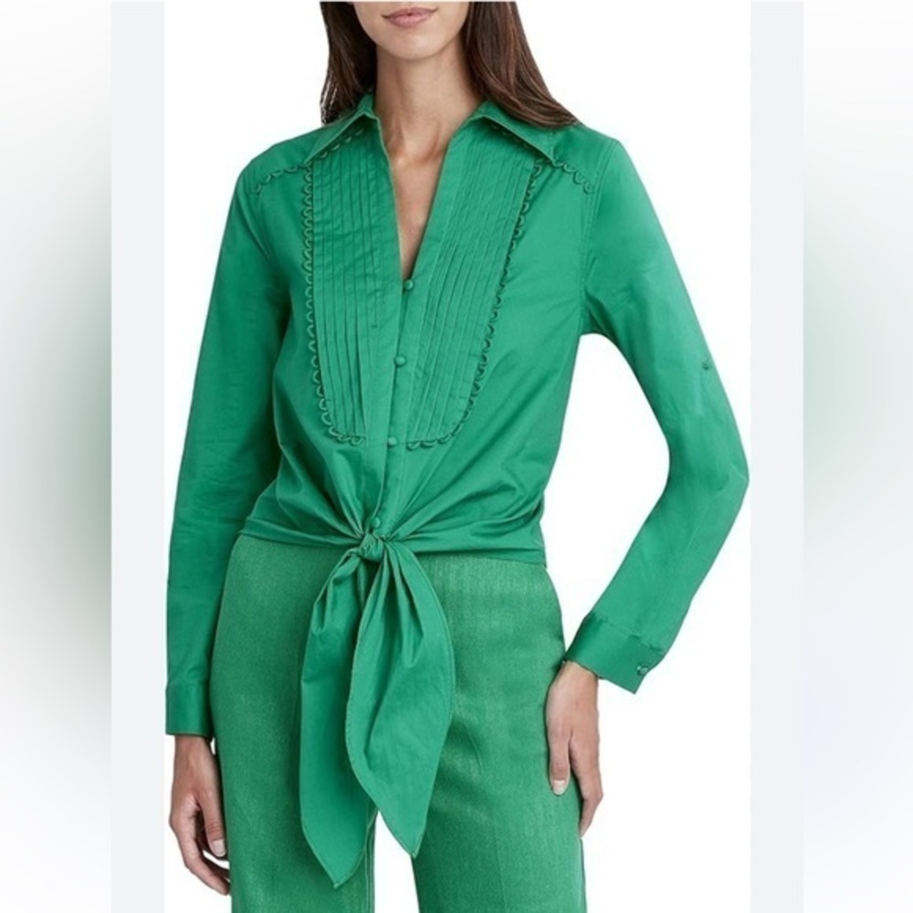 BCBGMaxAzria Vibrant Green Button Down Shirt size S